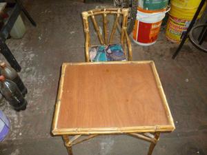 mesa y silla de bambu