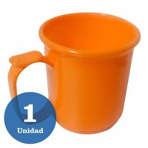 Jarro Mug Vaso Plastico Recto 9cm Apoya Dedo Colores Asa