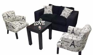 Juego Living Sillon 2 Cuerpos+2 Sillas Materas C/apoya Brazo