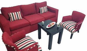 Juego Living Sillon 3 Cuerpos+2 Sillas Materas C/apoya Brazo