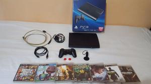 Play 3 Super Slim 250gb + 1 Joy + 7 Juegos + Microfono +hdmi