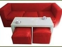 Sillón De 3 Cuerpos + Mesa Ratona + 2 Puff