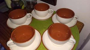 Tazas te o cafe con leche c/plato al tono,de cerámica (5)