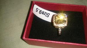 anillo chapado oro rosa 18k genuino forma cuadrado zircon