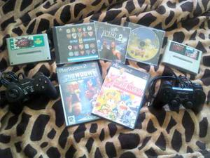 Lote! 4 Joysticks Pc + 2 Juegos Super Nintendo + 3 Juegos...