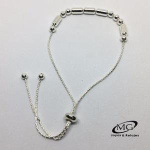 Pulsera Ajustable Plata 925 Palitos Y Bolitas Varios Modelos