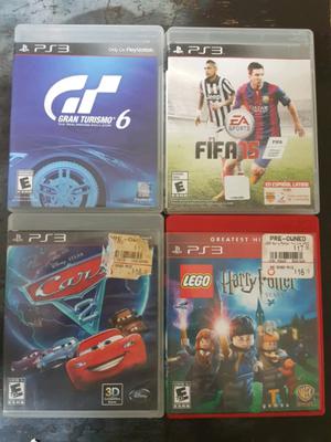 4 juegos Ps3: Gran Turismo 6, FIFA 15, Cars 2 Y LEGO: Harry