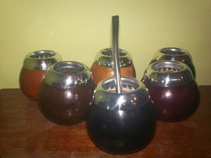 Mate De Calabaza Teñidos C/virolas De 0.38mm,exelente