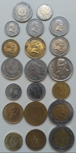 Lote de 20 monedas de Uruguay antiguas