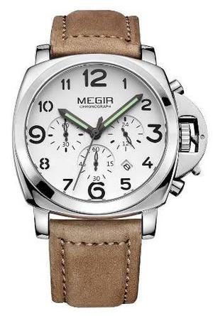 Megir - Reloj Hombre Cronometro Cuero Elegante Panerai Style