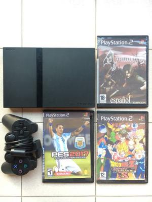 PS2+Joystick con 3 Juegos