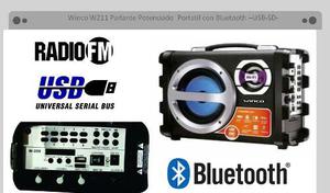 Parlante Portatil Winco W 211 Bluetooth Usb Sd- Recargable