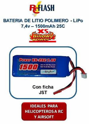 Batería Litio Polímero Lipo 7.4v mah 25c - Factura A Y