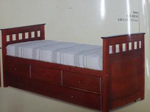 CAMA CAPITAN FULL MADERA LUSTRADA 1 PLAZA