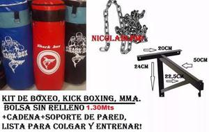 Kit Boxeo,bolsa De Lona 1,30mts Sin Relleno+cadenas+soporte!