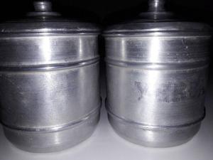 Tarros antiguos de aluminio para cocina yerba - Azúcar