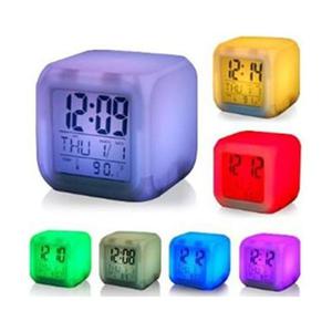 Reloj Despertador Cubo Luz Multicolor Pantalla Lcd Digital