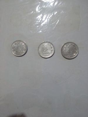 3 monedas antiguas de 1 peso 