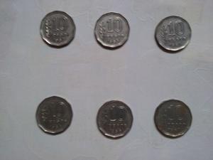 6 monedas antiguad de 10 pesos gaucjo resero 