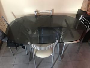 Mesa de vidrio comedor +4 sillas