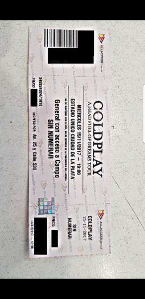 Coldplay Miercoles 15 Campo General