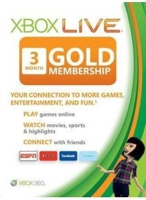Xbox Live 3 Meses Gold Suscripcion Global Online 24hs