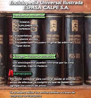 Enciclopedia Espasa Calpe 70 Tomos + 8 Suplementos + 10
