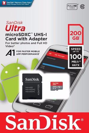 Micro SD 200 GB - SanDisk - Con adaptador - Nuevo