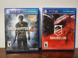 JUEGOS DE PS4 DRIVECLUB Y UNCHARTE 4