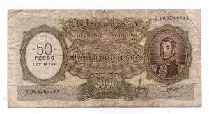 Argentina Billete Reposicion  Pesos Resello A 50 B#