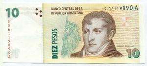Billete Argentina 10 Pesos B# S/c Reposicion