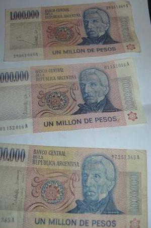 Billete Argentina Lote X 3 De Un Millon Pesos Ley Seria A