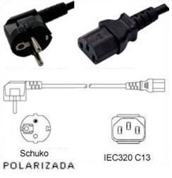 Cable Power C13 Schuko 90° Polarizada. 1,8 Metros Ficha