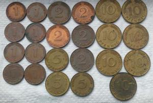 Mm Lote De Monedas De 1/2/5 Y 10 Pfennig Sin Repetir.