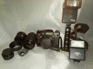 Camara Reflex Zenit 35mm Mod.12xp Equipo Completo Con Lentes