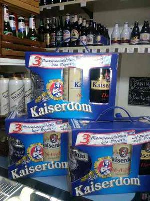 Pack Cerveza Kaiserdom 3 Latas De 1l + Chop Importada Aleman
