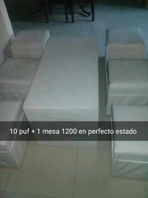 Vendo puff living con mesa