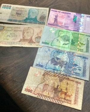 Billetes antiguos argentino y de África coleccionables