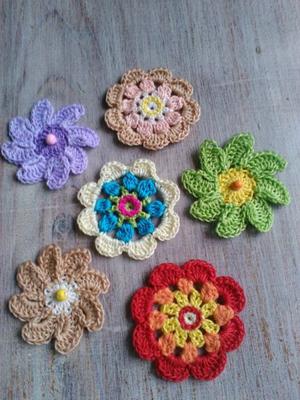 Flores/apliques Tejidos Crochet. Pack De 6