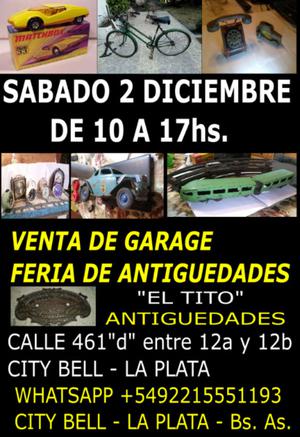 SABADO 2 DE DICIEMBRE DE 10 A 17hs. FERIA DE ANTIGUEDADES Y