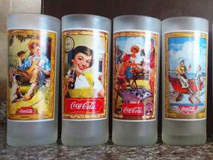 Set De 4 Vasos Esmerilados Colección Coca Cola