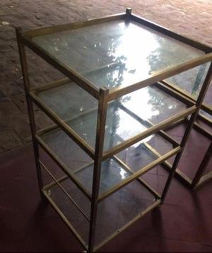 Mesa de Bronce con estantes de vidrio