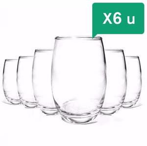 Copa X6 Copon Sin Pie / Tallo Para Vino Vaso Mikonos Cristar