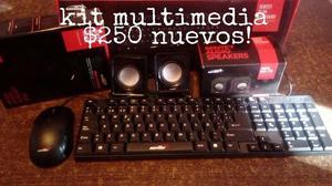 kit multimedia teclado mouse parlantes nuevos