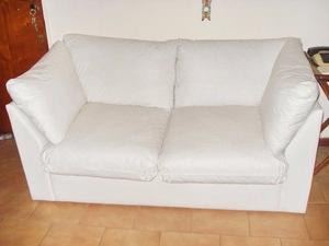 Sillon dos cuerpos cuero blanco poco uso, cuero ecologico,