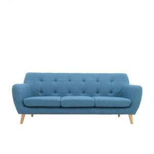 Sofa Nordico Dos Cuerpos Sunny Azul Patas De Madera