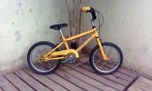 bicicleta sanfer rodado 16 amarilla bmx lista para usar