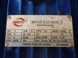 Motor monofásico 2 HP 220v