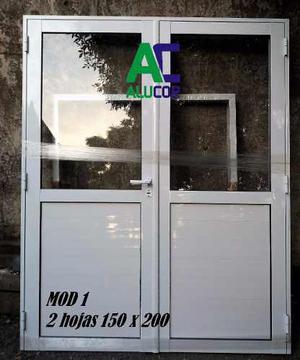 Puerta Aluminio Doble 150x Vidrio Entero