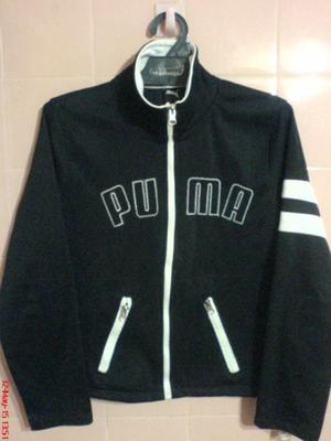 puma-campera deportiva-talle s- negra y blanco-manga larg